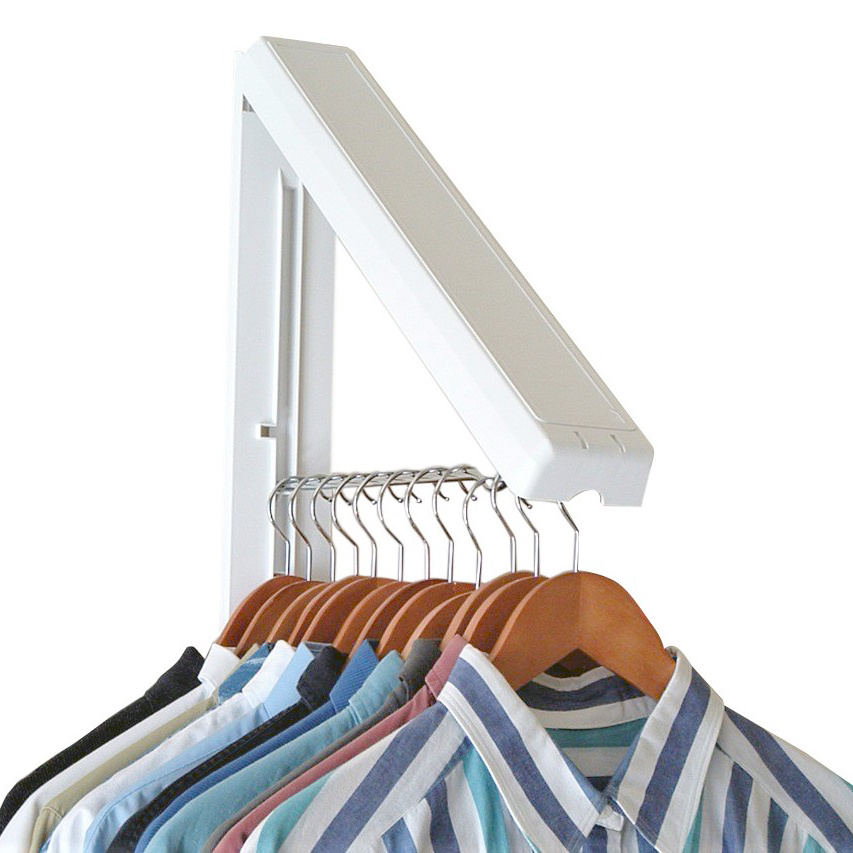 White Retractable Stand Wall Mounted Rod Corner Shelf Storage Metal Wall Quilt Laundry Hangers & Drying Racks,Coat Hanger