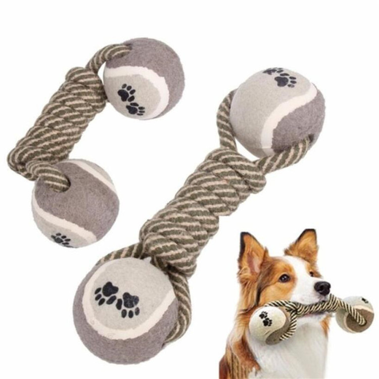 Funny Pet Puppy Dog Chew Training Toys Dumbbell Tennis Rope Toy for Dog