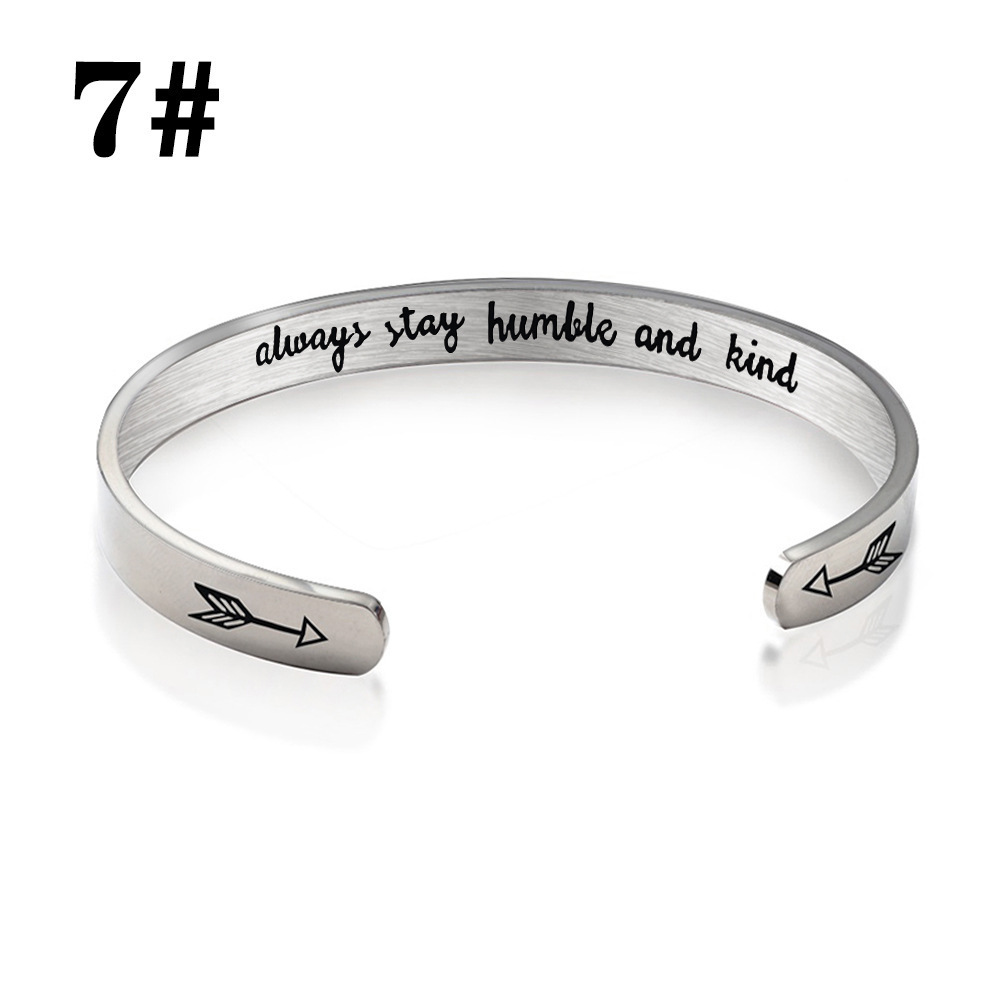 wholesale stainless steel men's bracelets C-shaped open bracelet inspirational gift engraved 