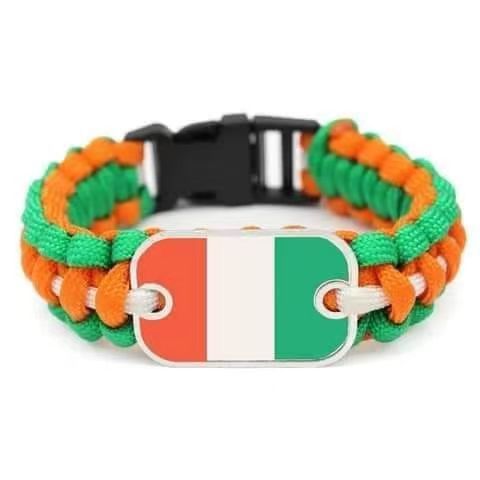 customizable African the Ivory Coast  flag bracelet parachute cord life-saving woven 550 survival paracord bracelet