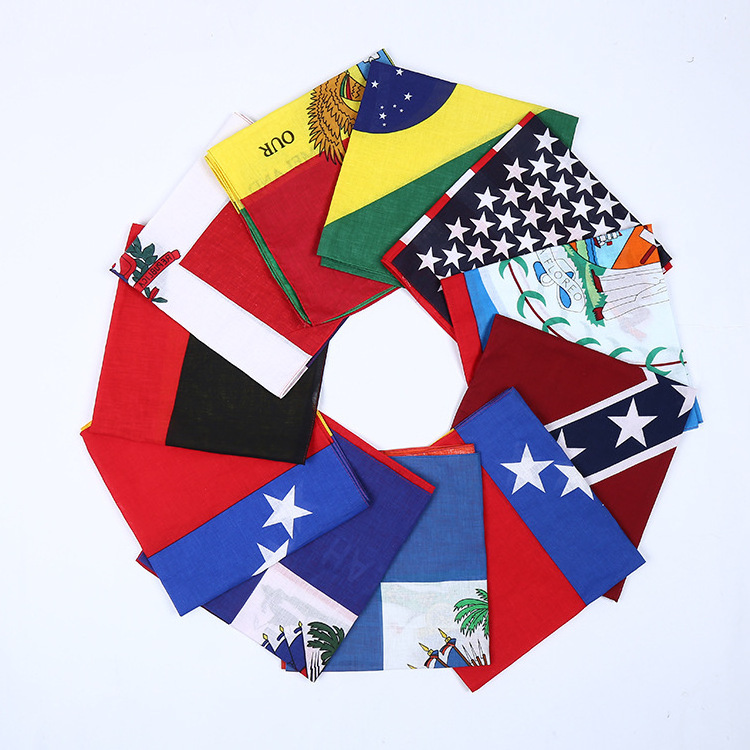 cheering fans flag cotton bandana,national flags kerchief custom haitian barbados bandanas trinidad and tobago headwear