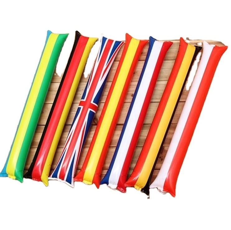 custom national flag printing cheering bam bam thunder stick,2022 soccer inflatable cheer balloon stick clapper