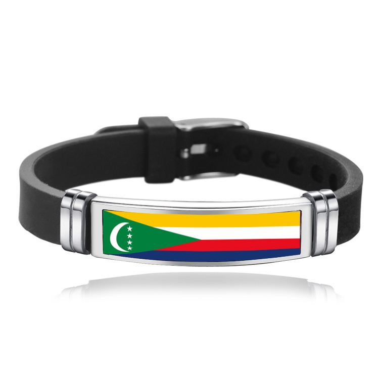 Low MOQ custom flag watch silicone bracelet,national countries African flag silicone rubber Ivory Coast bracelet