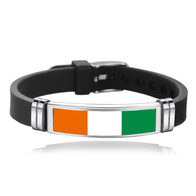 Low MOQ custom flag watch silicone bracelet,national countries African flag silicone rubber Ivory Coast bracelet