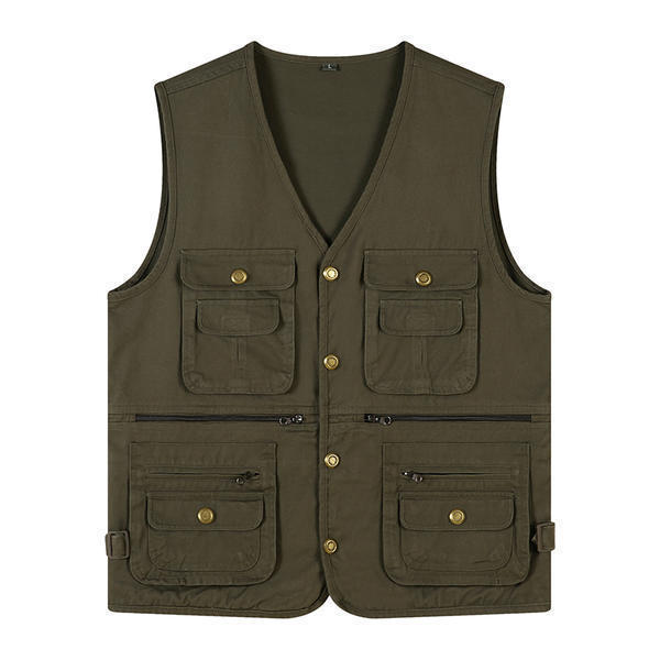 Wholesale Custom Logo Cotton Multi-Pocket Vest High Quality Canvas Men's Sport Electrician Outdoor Work Vest