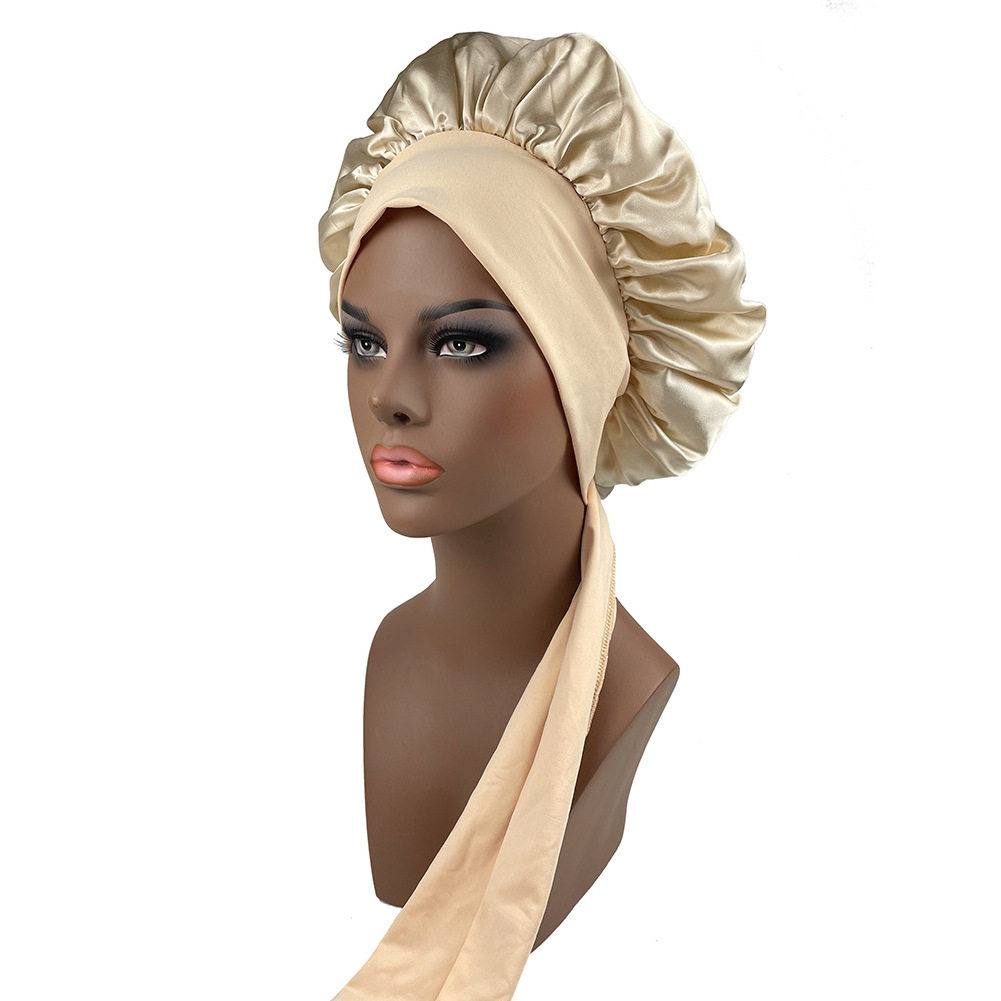 Best Selling Double Layer Hair Bonnet Cap Custom Designer Women Hair Wraps Satin Silk Sleep Sleep Hair Bonnet