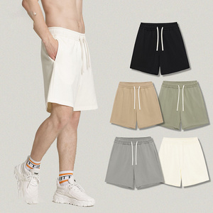 Custom Logo gym shorts men 5 inch 340gsm terry shorts plain bulk high quality cotton polyester shorts