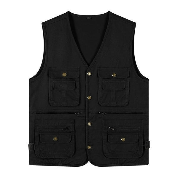 Wholesale Custom Logo Cotton Multi-Pocket Vest High Quality Canvas Men's Sport Electrician Outdoor Work Vest