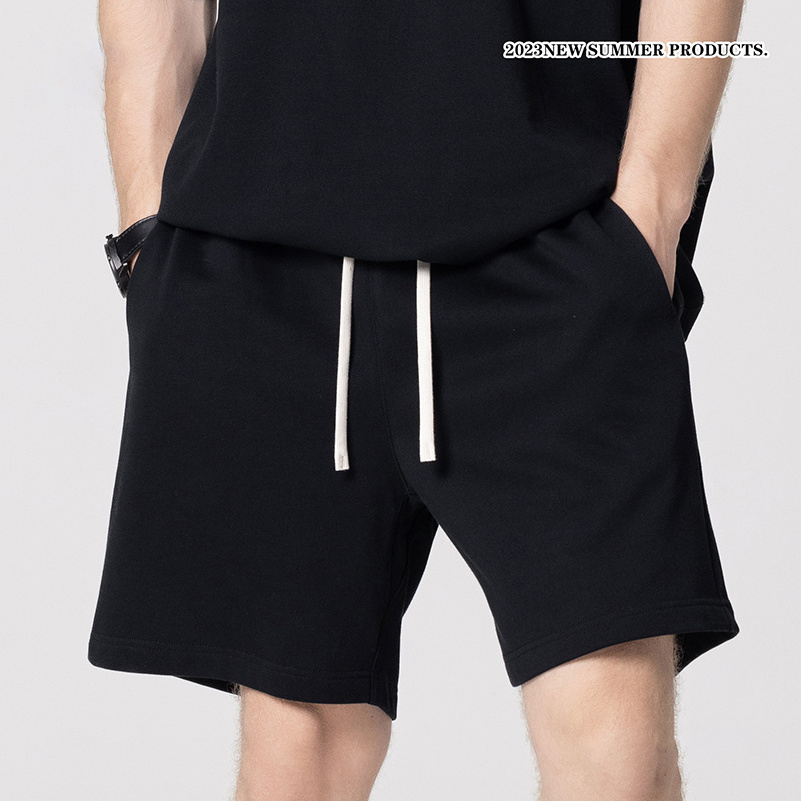 Custom Logo gym shorts men 5 inch 340gsm terry shorts plain bulk high quality cotton polyester shorts