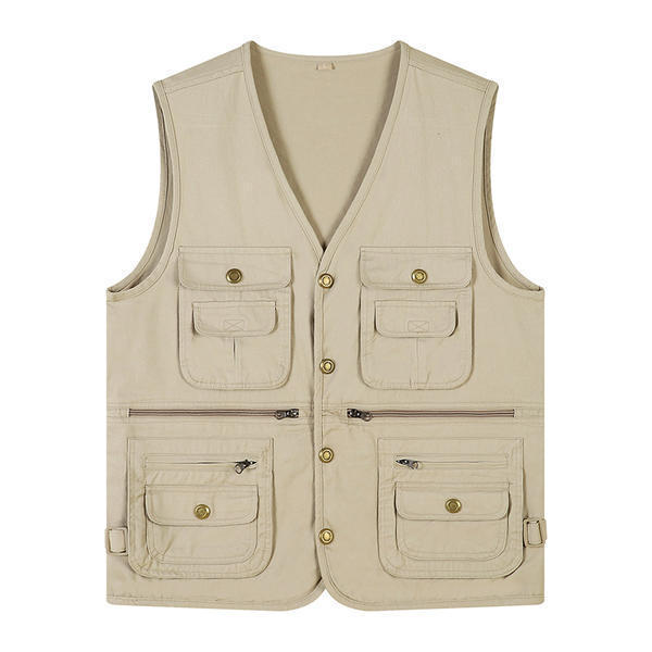 Wholesale Custom Logo Cotton Multi-Pocket Vest High Quality Canvas Men's Sport Electrician Outdoor Work Vest