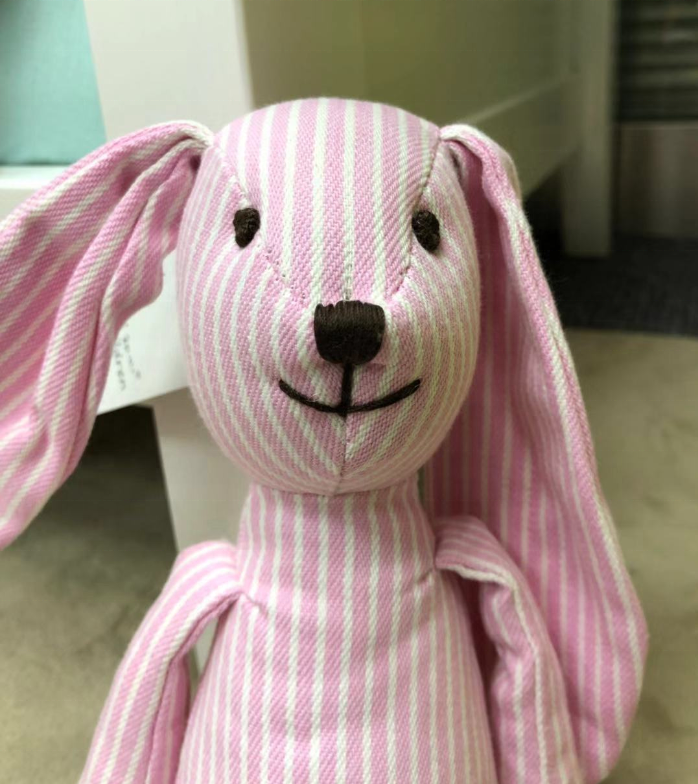 Rabbit Toys Stripe Cuddly Pink Bunny Baby Gift Customized Rabbit Doll Stuffed Toys