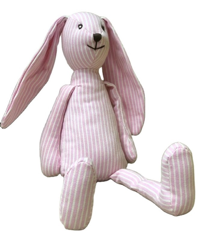 Rabbit Toys Stripe Cuddly Pink Bunny Baby Gift Customized Rabbit Doll Stuffed Toys