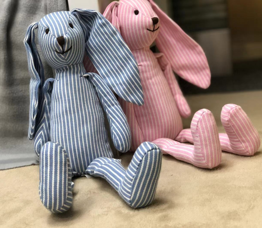 Rabbit Toys Stripe Cuddly Pink Bunny Baby Gift Customized Rabbit Doll Stuffed Toys