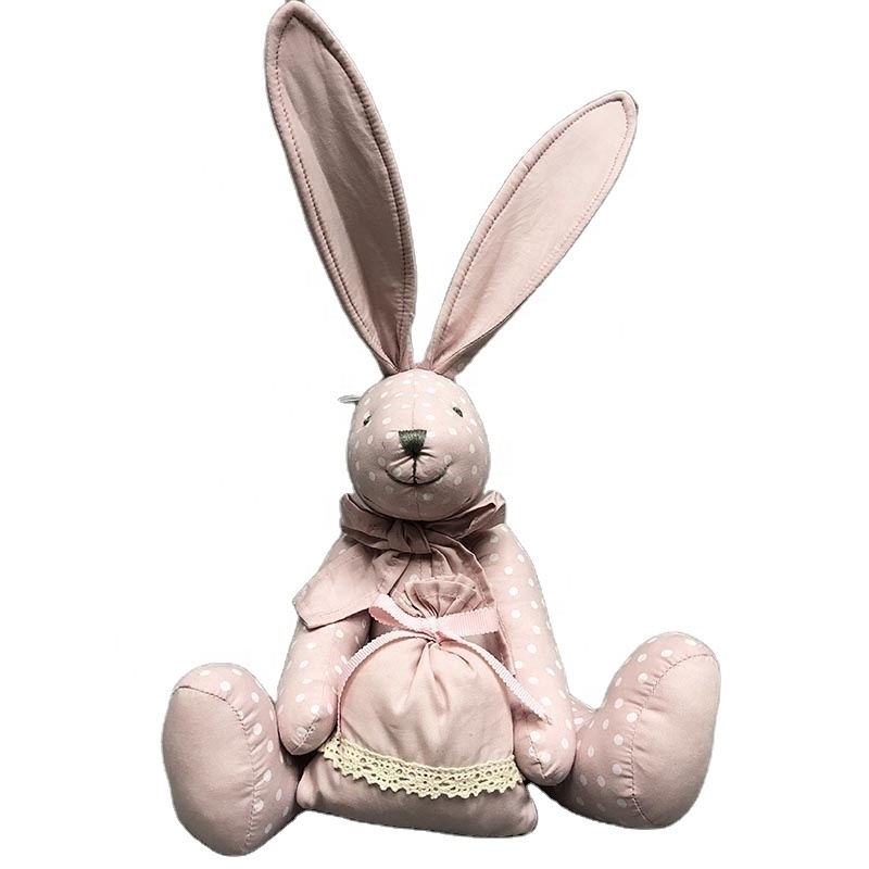 Hot Selling 100% cotton fabric sachet bunny dolls blue dot rabbit toy baby gift home decor