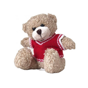 2021 Wholesale Mini Teddy Bear 13 Cm Knit Sweater Teddy Brown Small Plush CE Customized Unisex Teddy Bear with Custom Shirt