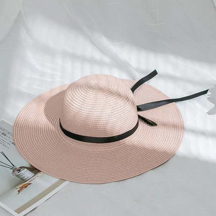 Sun Straw Hat Wide Brim Summer Foldable Roll Up Floppy Beach Hats for Women Adjustable Strap Vacation Sun Hat