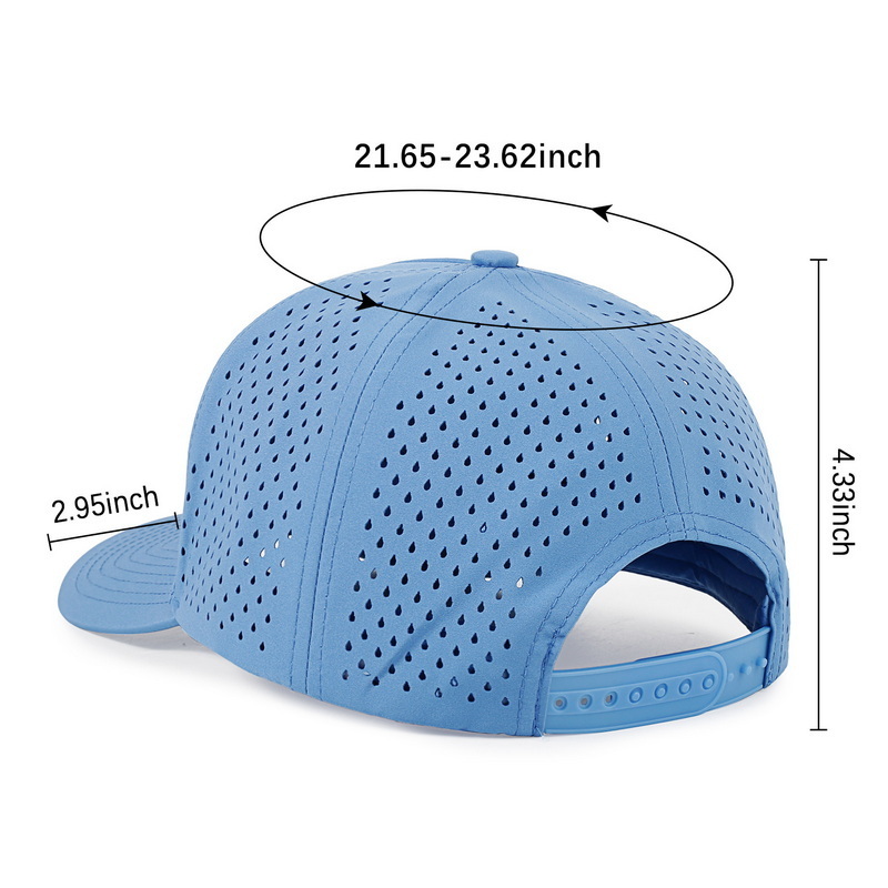 Breathable Waterproof Trucker Hat 5 Panels Outdoor Mesh Polyester Laser Cut Hole Perforated Golf Hat Custom Blank Baseball Cap