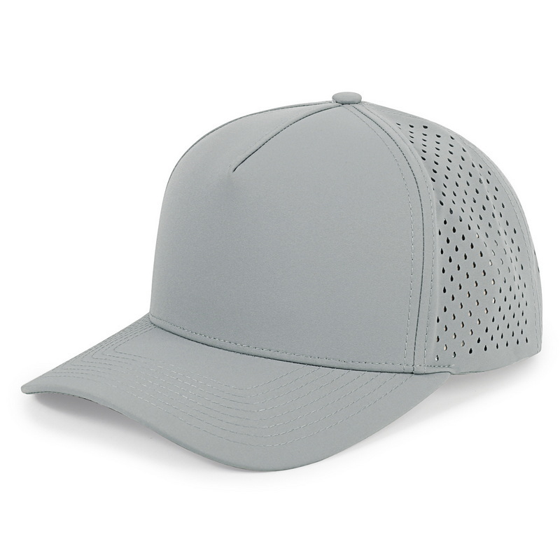 Breathable Waterproof Trucker Hat 5 Panels Outdoor Mesh Polyester Laser Cut Hole Perforated Golf Hat Custom Blank Baseball Cap