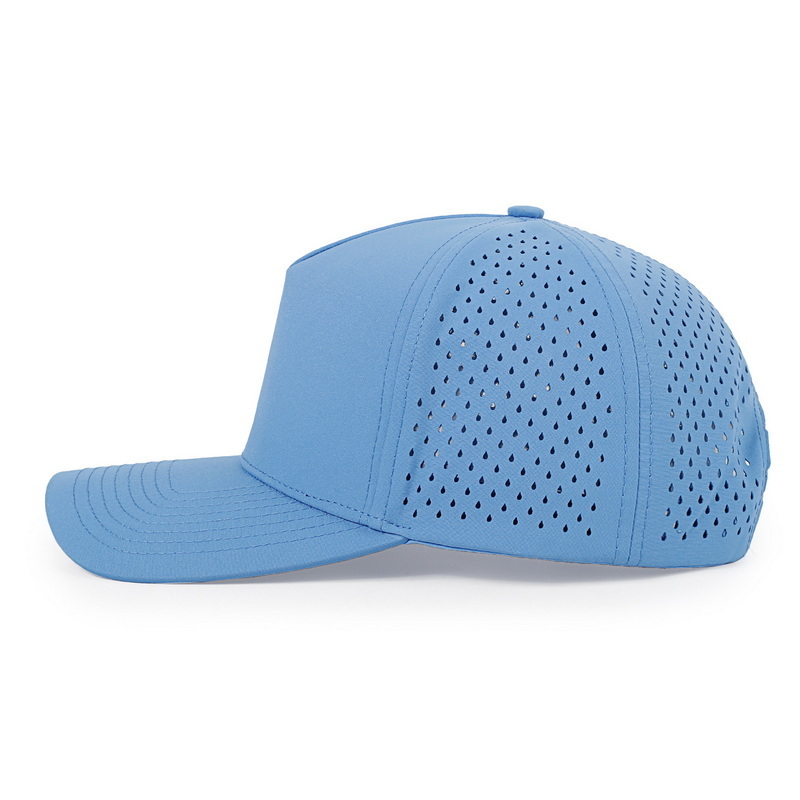 Breathable Waterproof Trucker Hat 5 Panels Outdoor Mesh Polyester Laser Cut Hole Perforated Golf Hat Custom Blank Baseball Cap