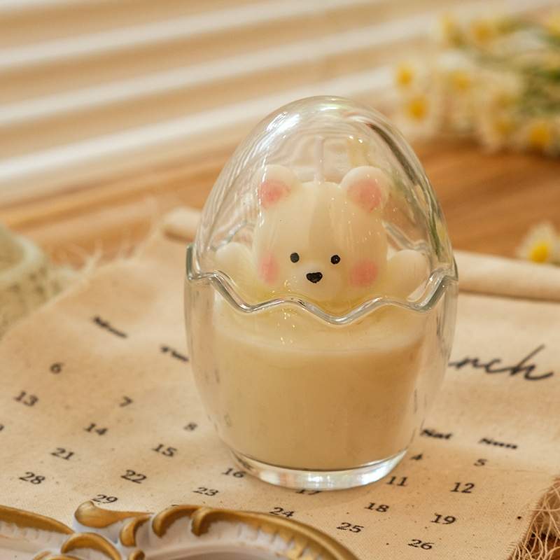 SuXiu OEMLovely eggshell beg hug bear scented candle smokeless low temperature soy wax creative birthday gift with  candle