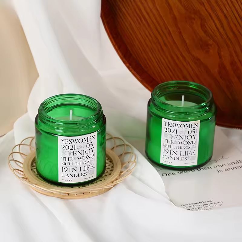 SUXIU OEM Fragrance that brings positive energy Green glass scented candles Eco-friendly candles Enjoy life's little blessings