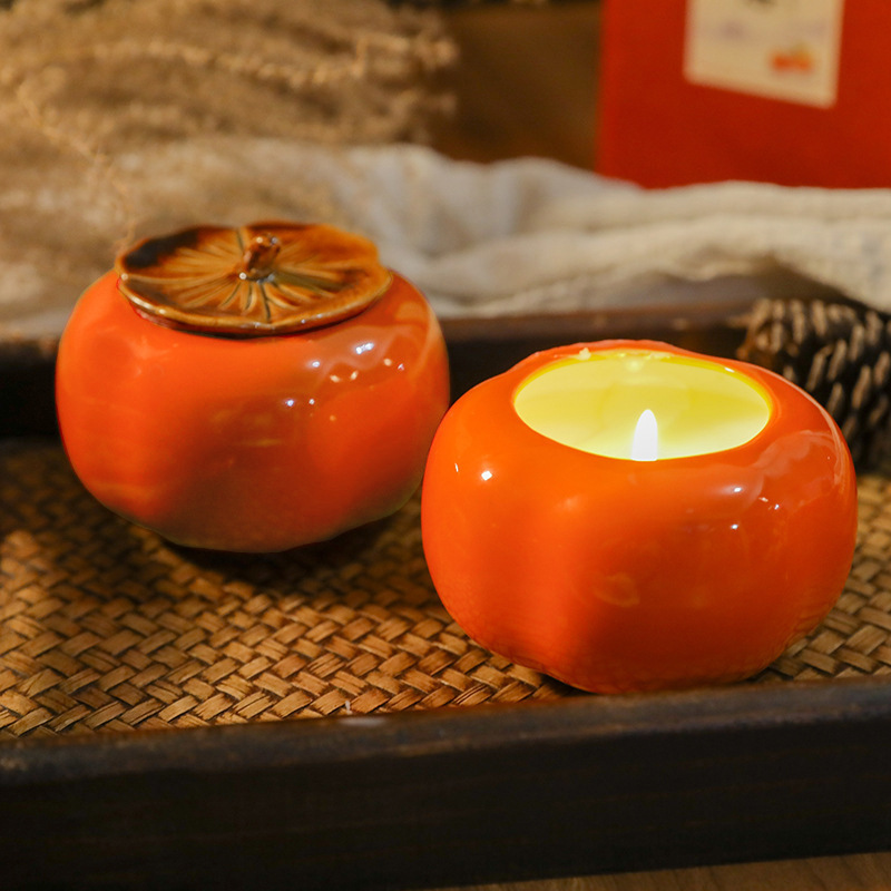 SuXiu OEM mini candle New Year persimmon Ruyi scented candle gift graduation banquet wedding with persimmon candle gift