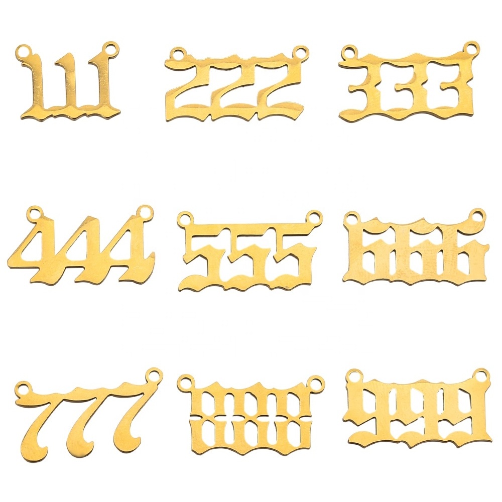 Gold Stainless Steel 111 222 Angel Number Charms Pendant Exquisite Charms DIY Necklace Bracelet Jewelry Making Accessories