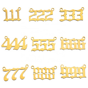 Gold Stainless Steel 111 222 Angel Number Charms Pendant Exquisite Charms DIY Necklace Bracelet Jewelry Making Accessories