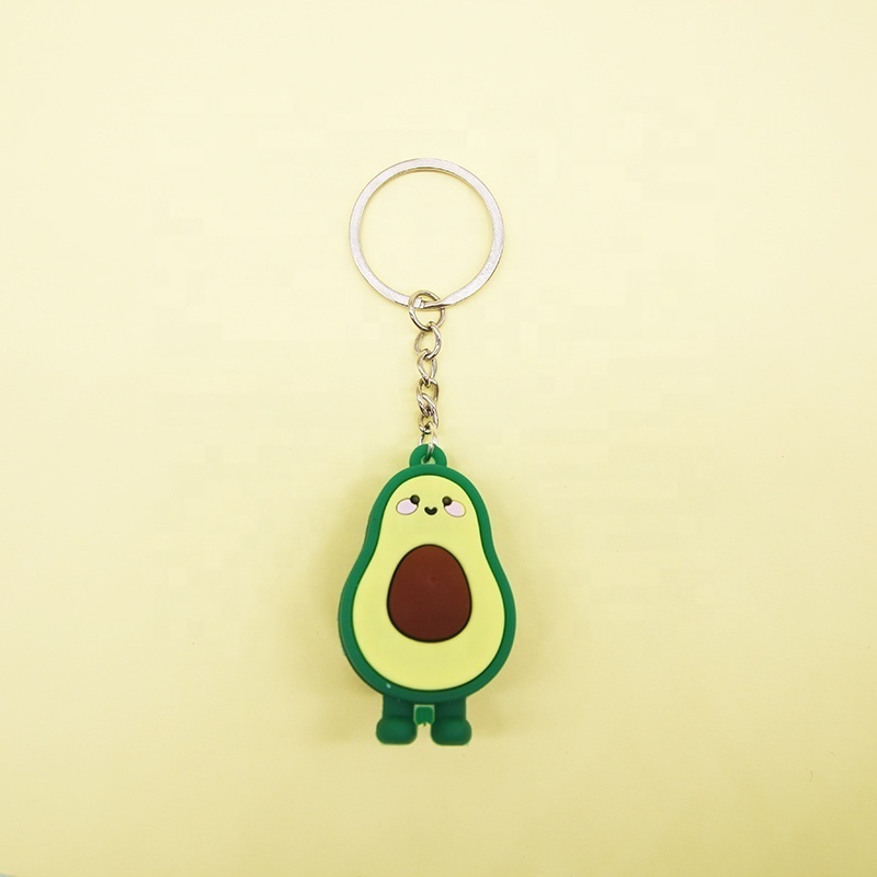 New Fashion Simulation Fruit Avocado Smile-shaped Keychain 3D Soft Resin Avocado Key Chains Jewelry Fashion Wedding Party Gift