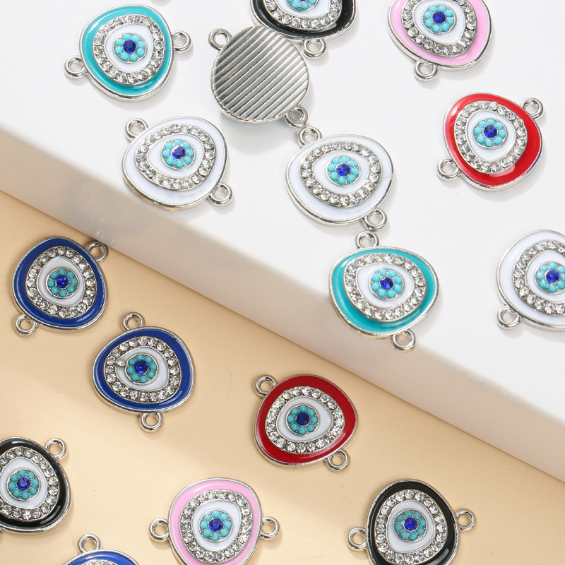 CZ Micro Pave connector Blue Enamel Devil's Eye Charms Pendants For Jewelry Making DIY Turkish Lucky Eye Connector Accessories