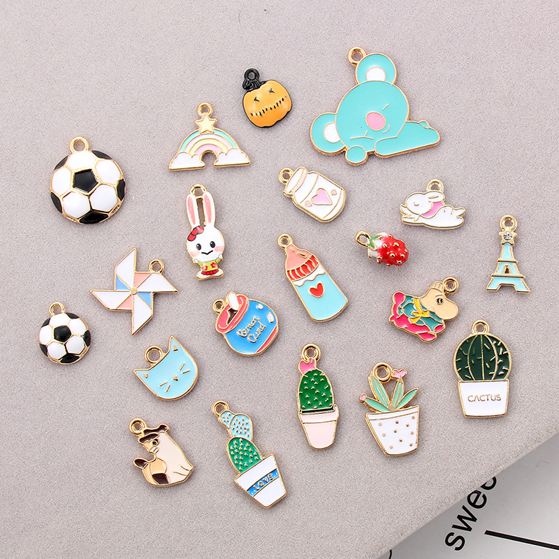 Mixed Metal Enamel Charms Animal Plant Pendants Ornaments Beads for Bracelet Earrings Jewelry Making Customizable Accessories