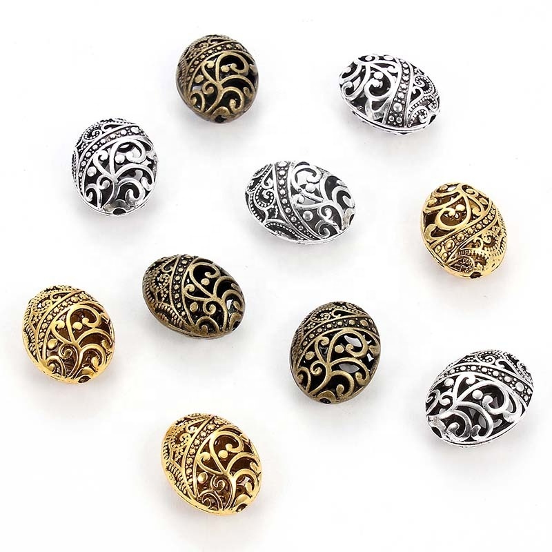 11x17x22mm Trendy Tibetan Silver Antique copper gold Plated Ellipse Shaped Hollow Spacer Bead DIY Jewelry Making Bracelets