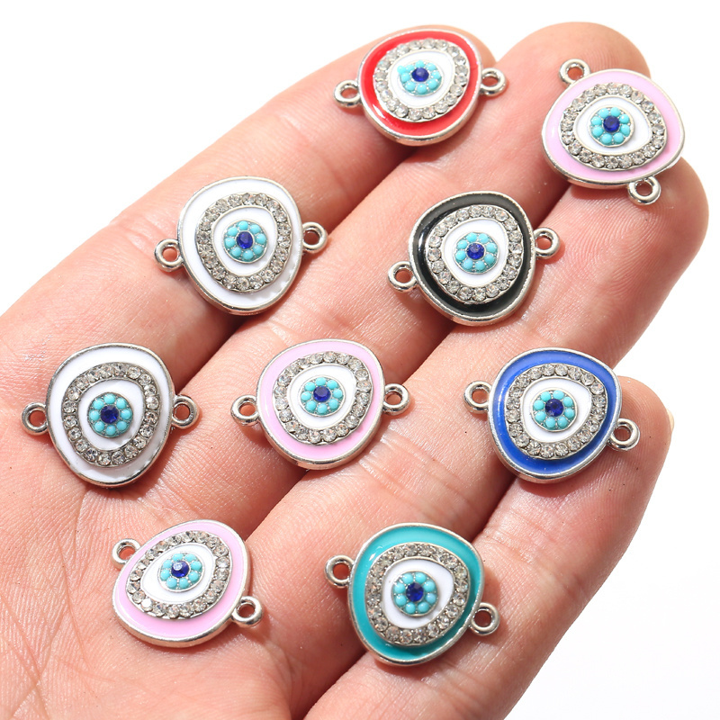 CZ Micro Pave connector Blue Enamel Devil's Eye Charms Pendants For Jewelry Making DIY Turkish Lucky Eye Connector Accessories