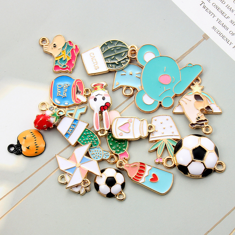 Mixed Metal Enamel Charms Animal Plant Pendants Ornaments Beads for Bracelet Earrings Jewelry Making Customizable Accessories