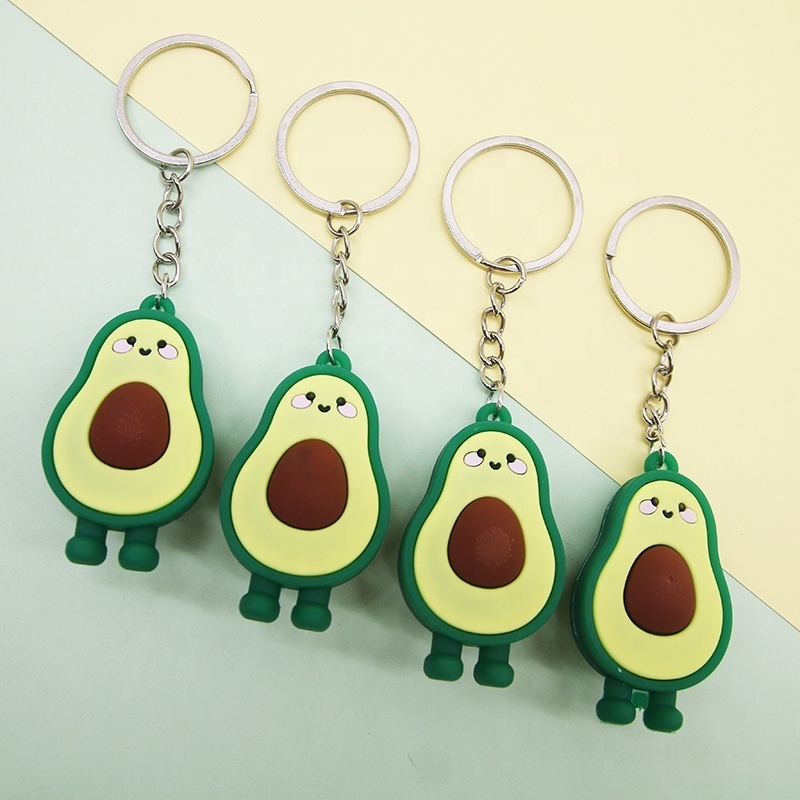 New Fashion Simulation Fruit Avocado Smile-shaped Keychain 3D Soft Resin Avocado Key Chains Jewelry Fashion Wedding Party Gift