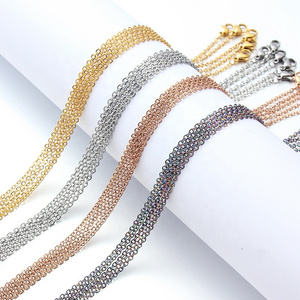 Wholesale Colors Plated Over Solid Stainless steel  Chain Necklace Bulk Finished Chains for Jewelry Making 24 Inches (2MM))