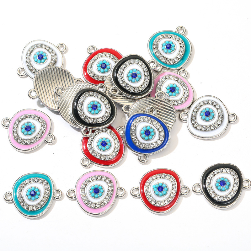 CZ Micro Pave connector Blue Enamel Devil's Eye Charms Pendants For Jewelry Making DIY Turkish Lucky Eye Connector Accessories