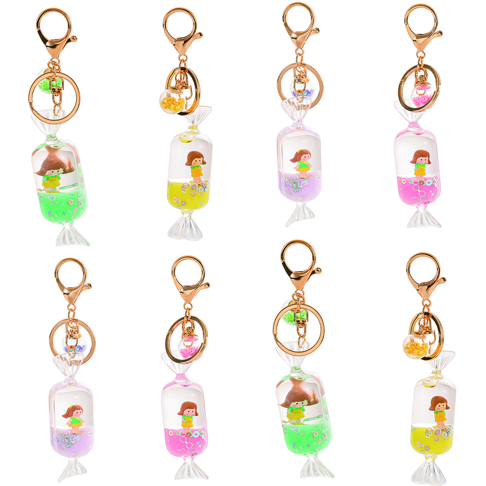 Creative cartoon Pineapple strawberry peaches fruit Perfume Bottle acrylic quicksand liquid keychain keyring bag pendant charm