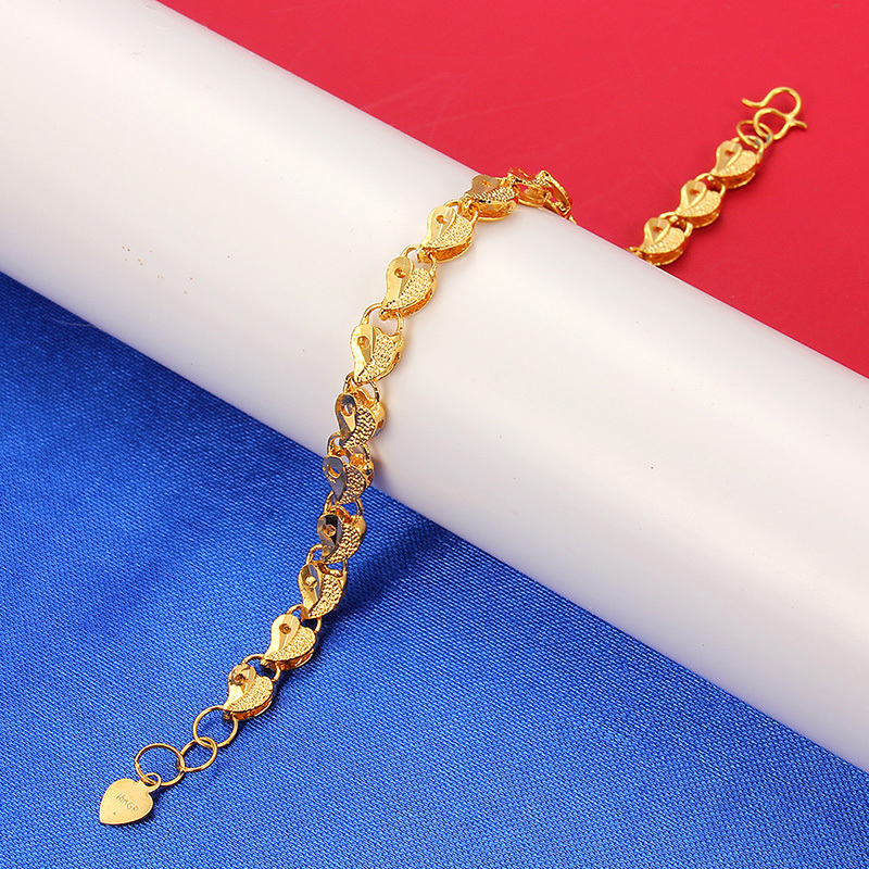 24k Vietnam Alluvial Gold Bracelets Keep Color Leaves Beads Chain Women Bracelets Jewelry