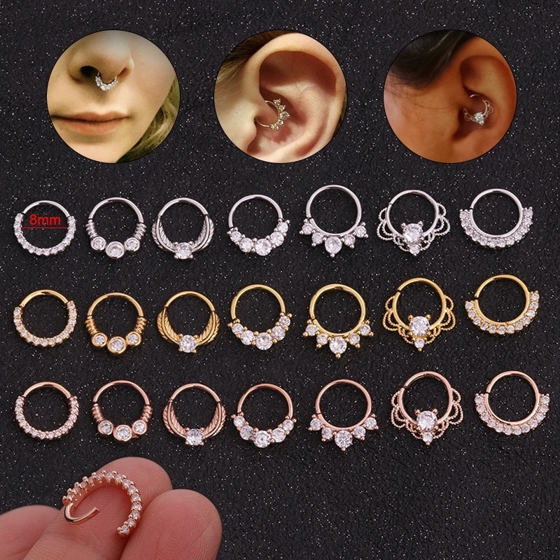 Multicolor Cz Huggie Hoop Cartilage Earring Helix Tragus Daith Conch Rook Snug Ear Piercing Jewelry