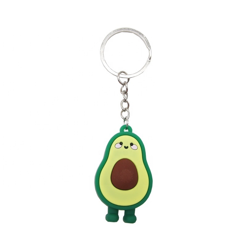 New Fashion Simulation Fruit Avocado Smile-shaped Keychain 3D Soft Resin Avocado Key Chains Jewelry Fashion Wedding Party Gift