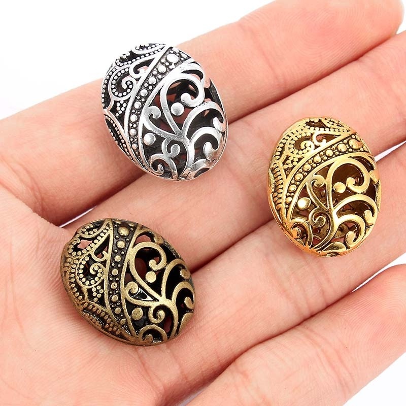 11x17x22mm Trendy Tibetan Silver Antique copper gold Plated Ellipse Shaped Hollow Spacer Bead DIY Jewelry Making Bracelets