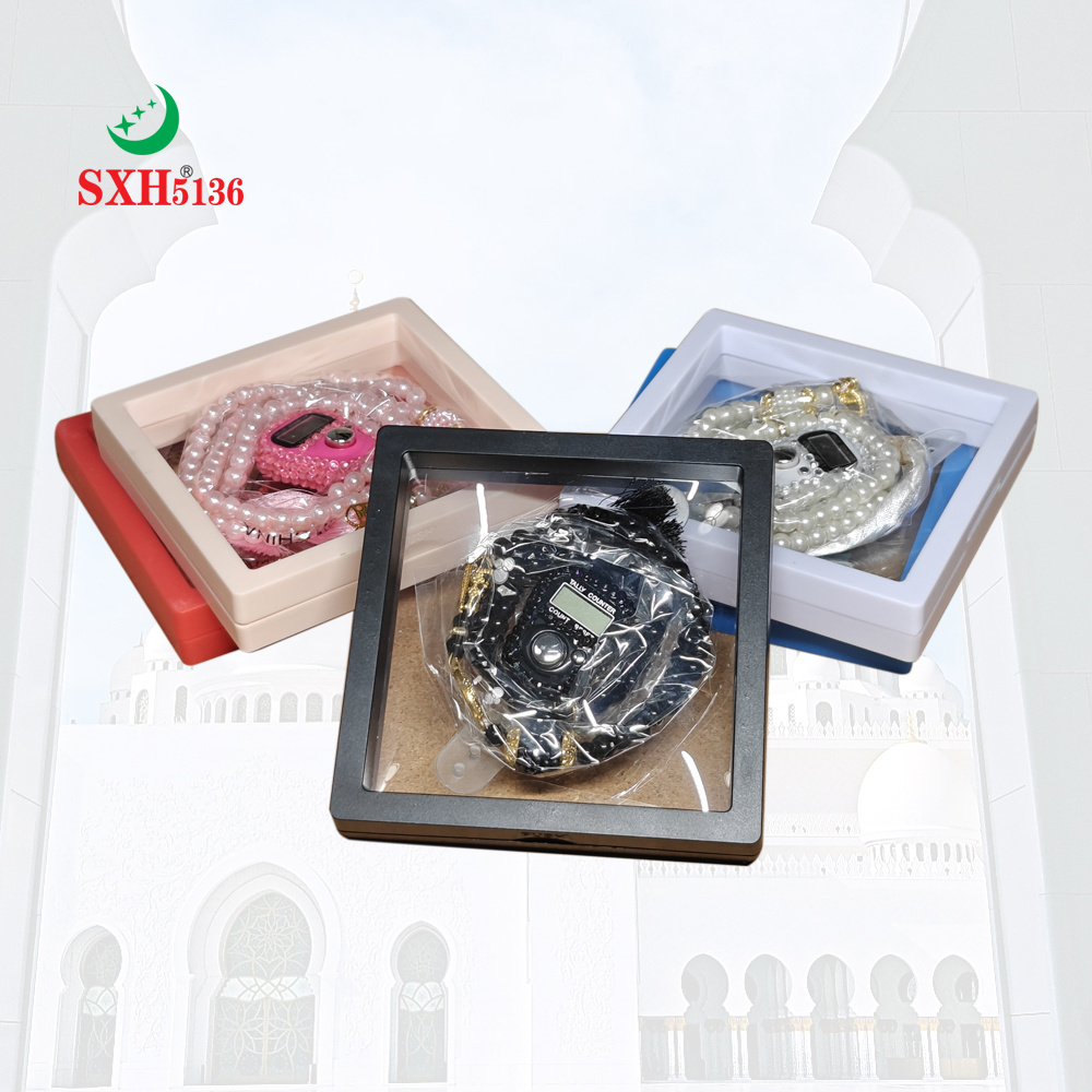 SXH5136 Factory Wholesale Muslim electronics zikr ring  with Beads Digital Finger  Counter  with Box Prayer Rosary Tasbih