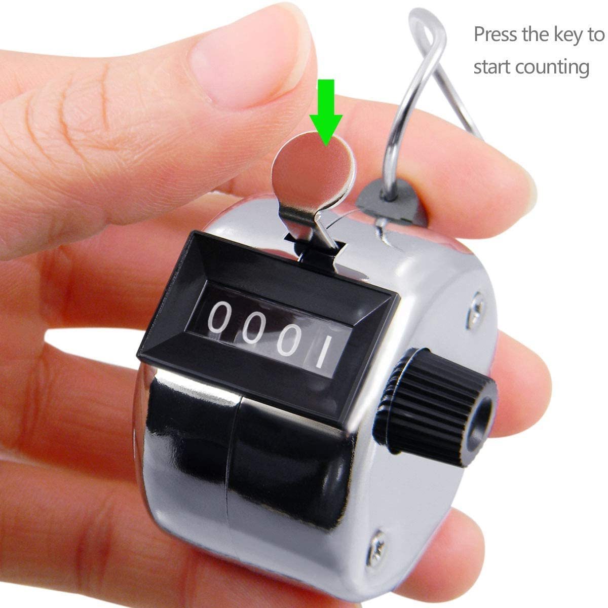 SXH5136 Factory Wholesale Golf  Counter   Metal Chromed Clicker with 4 Digit Number Hand Held Tally Counter