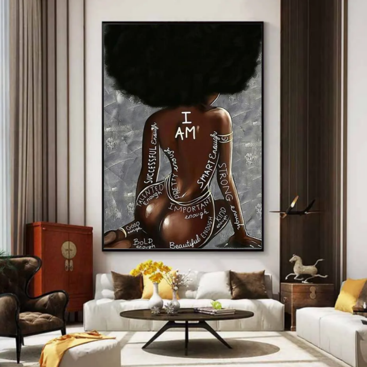 Black and gold African women posters sexy crystal porcelain home decor and wall art pictures