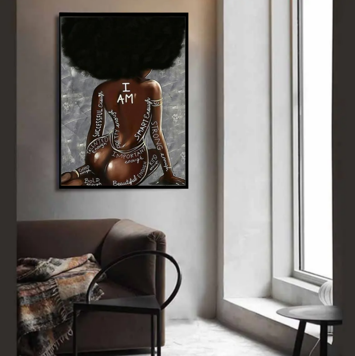 Black and gold African women posters sexy crystal porcelain home decor and wall art pictures