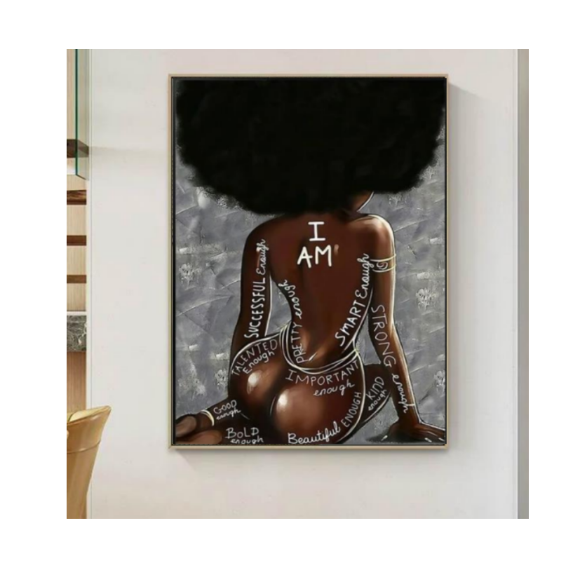 Black and gold African women posters sexy crystal porcelain home decor and wall art pictures