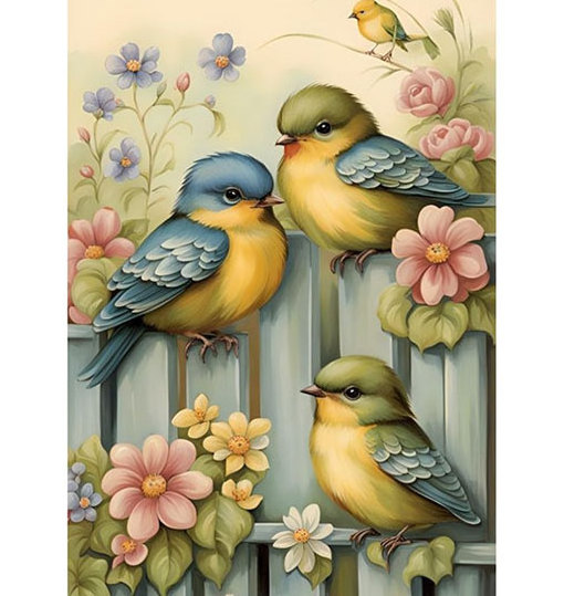 Diamond Painting Animal Landscape Series Flower Bush Three Birds Premium Atmosphere Feeling Handmade Embroidery Art Deco Gift