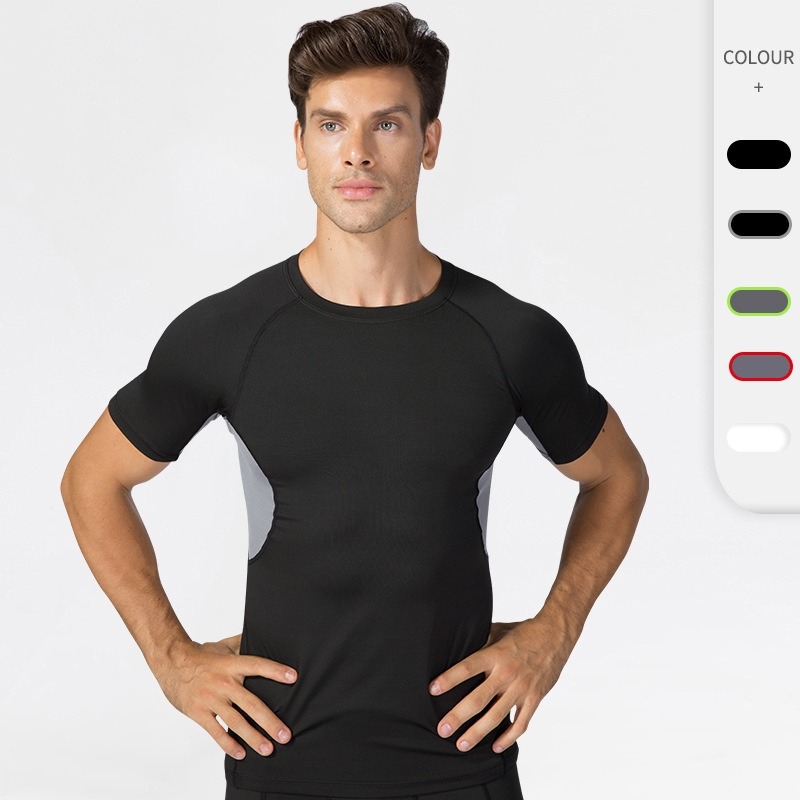 Custom Logo  90 Polyester 10 Spandex Compression T-shirt Breathable Athletic Gym TShirt Quick Dry Sport T Shirt For Men