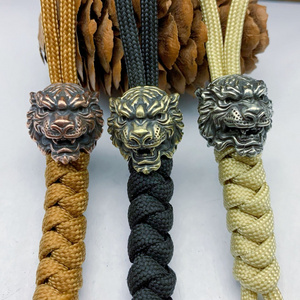 Retro Handmade Survival Golden Lion Dragon Copper Tongue Braided With Paracord Bracelet Clasp Buckles For Men